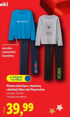 Piżama dziecięca z bawełną z kolekcji Xbox lub Playstation Lidl promocja