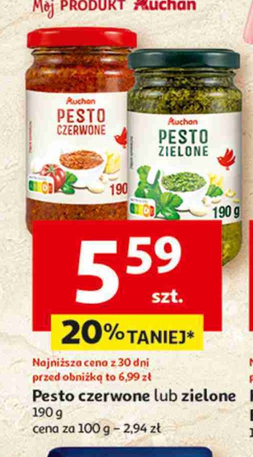 Pesto zielone Auchan różnorodne (logo czerwone) promocja