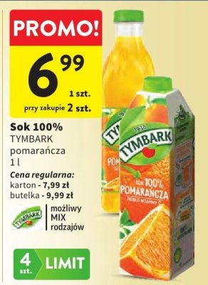 Sok 100% Tymbark pomarańcza promocja w Intermarche