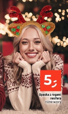 Opaska z rogami renifera różne wzory promocja w Dealz