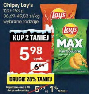 Chipsy Lay's Max Karbowane - wybrane rodzaje promocja w Delikatesy Centrum
