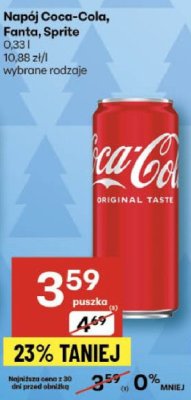 Napój Coca-Cola, Fanta, Sprite 0.33l promocja w Delikatesy Centrum