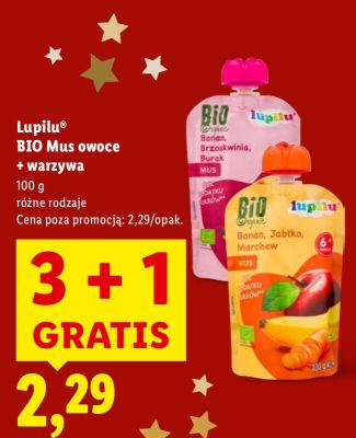 Mus owoce + warzywa Lupilu BIO Mus owoce + warzywa promocja w Lidl