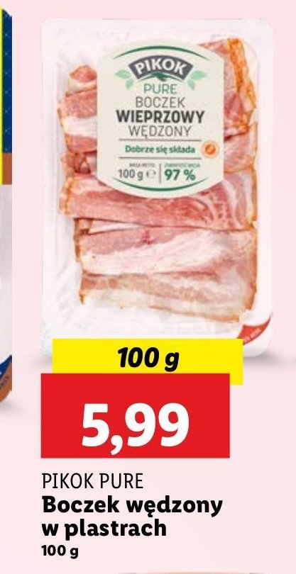 Boczek wedzony Pikok pure promocja w Lidl