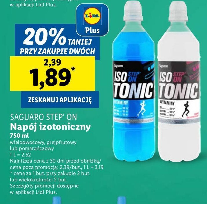 Napój pomarańczowy Saguaro step'on promocja w Lidl