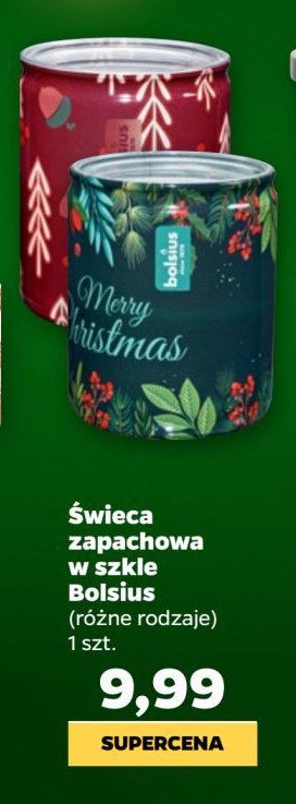 Świeca zapachowa w szkle merry christmas Bolsius promocja w Netto