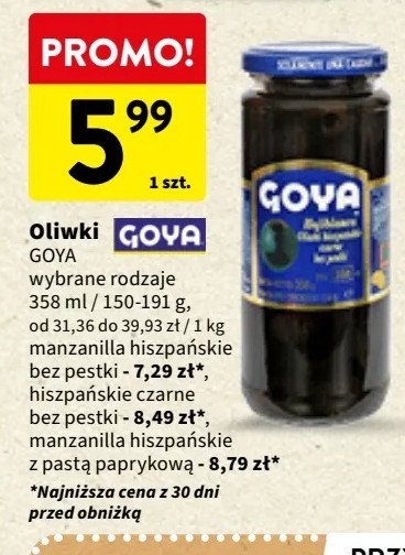 Oliwki czarne bez pestek Goya promocja