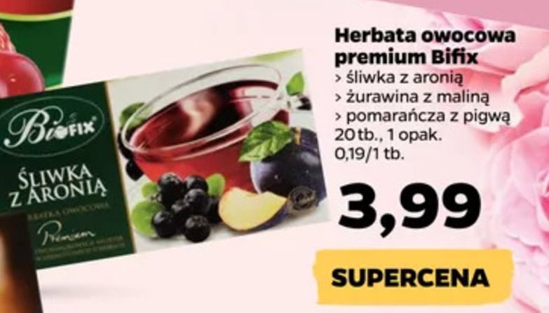 Herbatka owocowa śliwka z aronią Bifix premium promocja