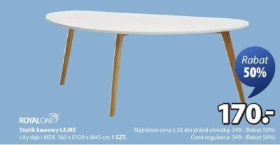 Stolik kawowy LEJRE ROYAL OAK promocja w Jysk