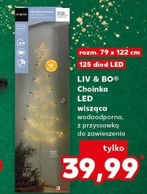 Choinka LED wisząca wodoodporna z przyssawką do zawieszenia LIV & BO rozm. 79 x 122 cm 125 diod LED promocja w Kaufland