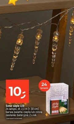 Lampki LED Sznur sople LED 24 lampki, dł. 2,3 m (+ 30 cm), barwa światła: ciepła lub zimna, zasilanie: bateryjne: 2 x AA promocja w Dealz