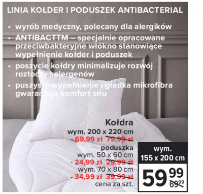Poduszka antibacterial 70 x 80 cm promocja