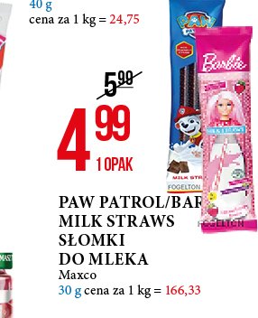 S艂omki do mleka barbie truskawkowe promocja
