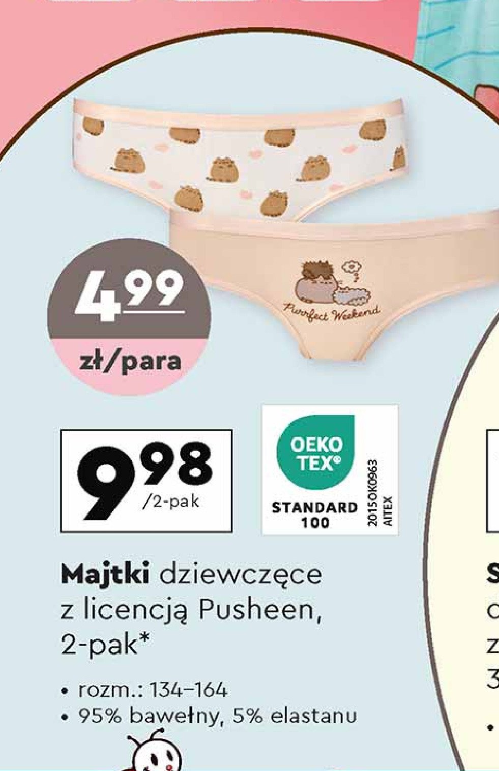 Majtki dziewczęce 134-164 Pusheen promocja