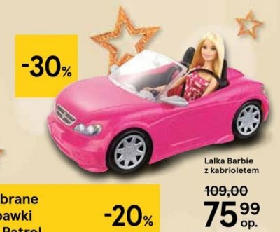 Lalka barbie w modnym kabriolecie promocja
