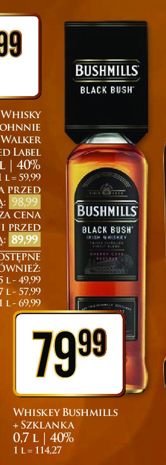 Whiskey + szklanka BUSHMILLS BLACK BUSH promocja