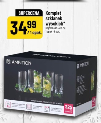 Komplet szklanek wysokich Ambition 325ml 6 szt. promocja w POLOmarket