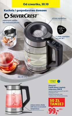 Czajnik szklany z regulacją temperatury Silvercrest promocja w Lidl