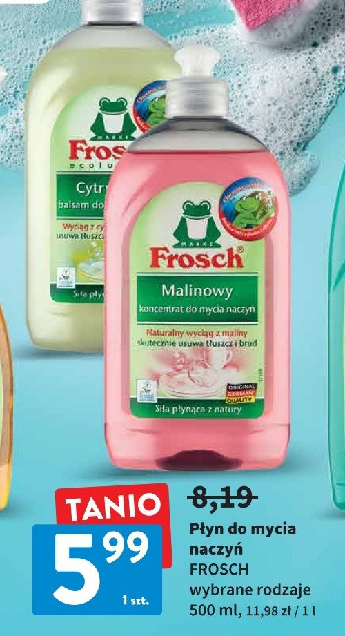 Koncentrat do mycia naczyń malinowy Frosch promocje