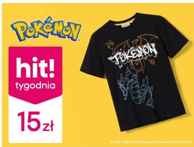 Koszulka chłopięca Pokémon 100% bawełny czarna z nadrukiem promocja w Pepco