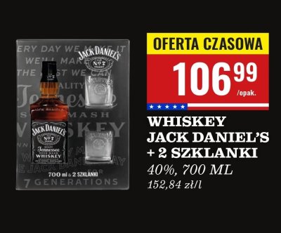 Whiskey Jack Daniel's + 2 szklanki 40%, 700 ML promocja w Biedronka
