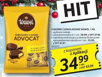 Cukierki czekoladowe Wawel Advocat 1 kg wybrane rodzaje promocja w Selgros
