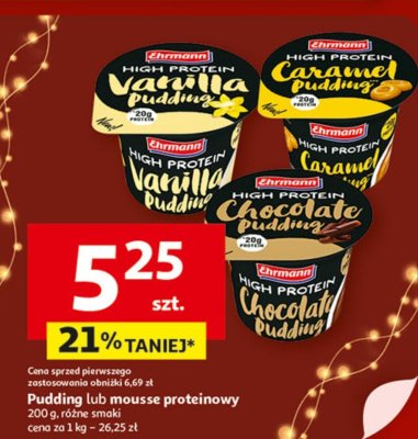 Pudding lub mousse proteinowy Ehrmann High Protein, różne smaki promocja w Auchan