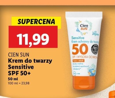 Krem do twarzy sensitive spf 50 Cien sun promocja