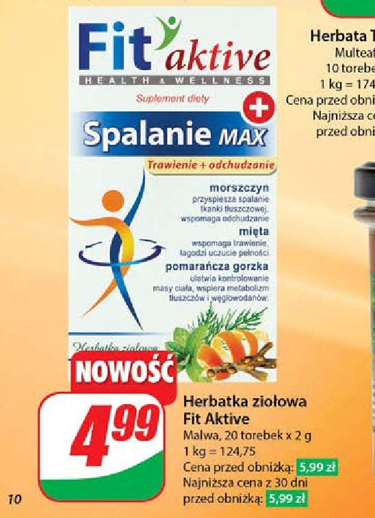 Herbata spalanie max Fit aktive promocja w Dino