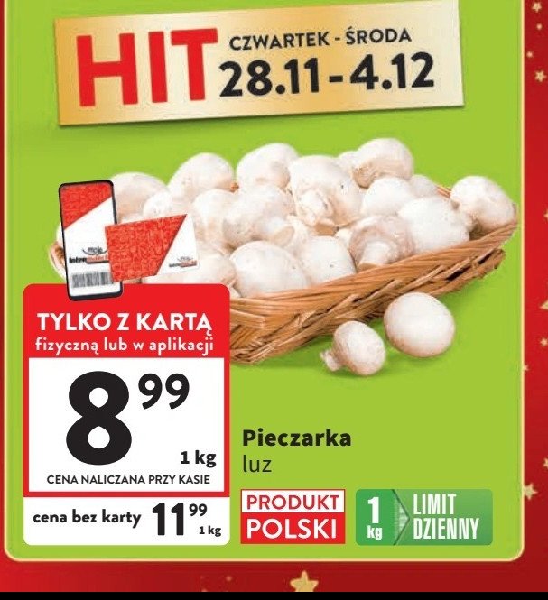 Pieczarki polskie promocja w Intermarche