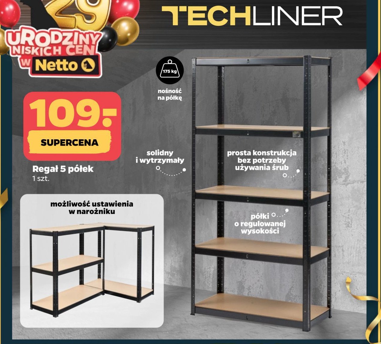 Regał 5 półek Techliner promocja