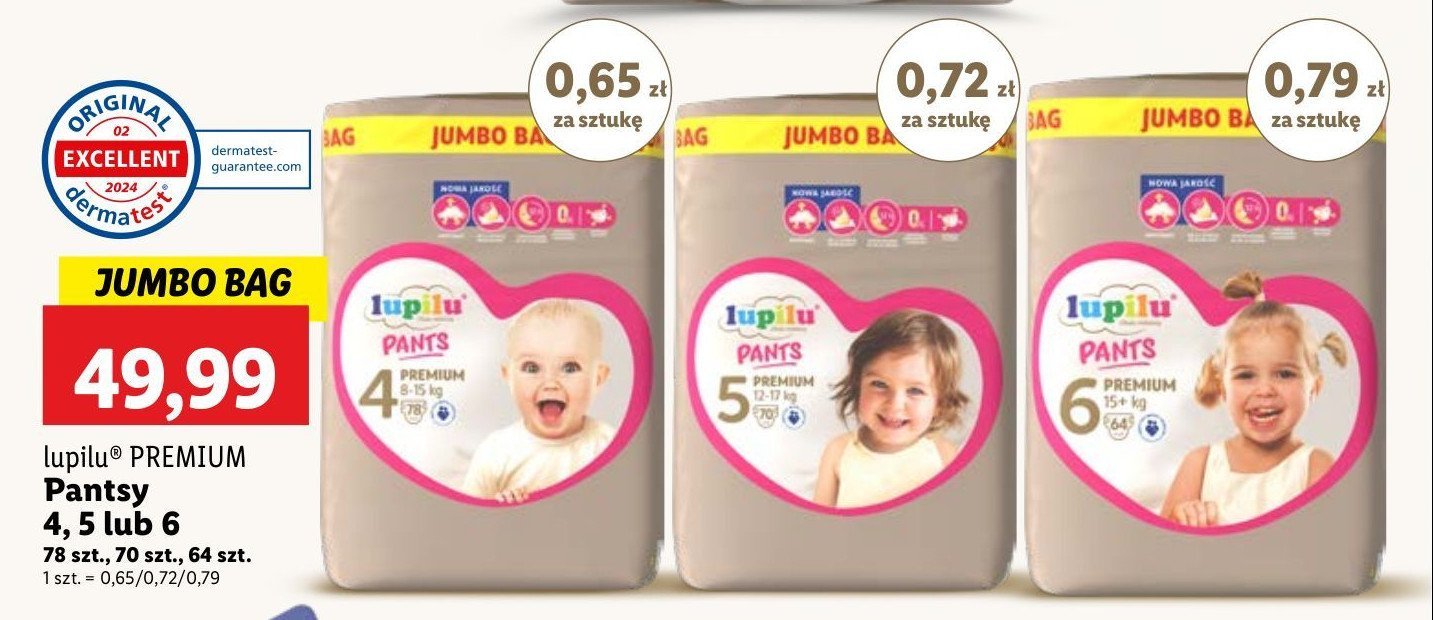 Pieluchomajtki 6 extra large LUPILU PANTS PREMIUM promocja