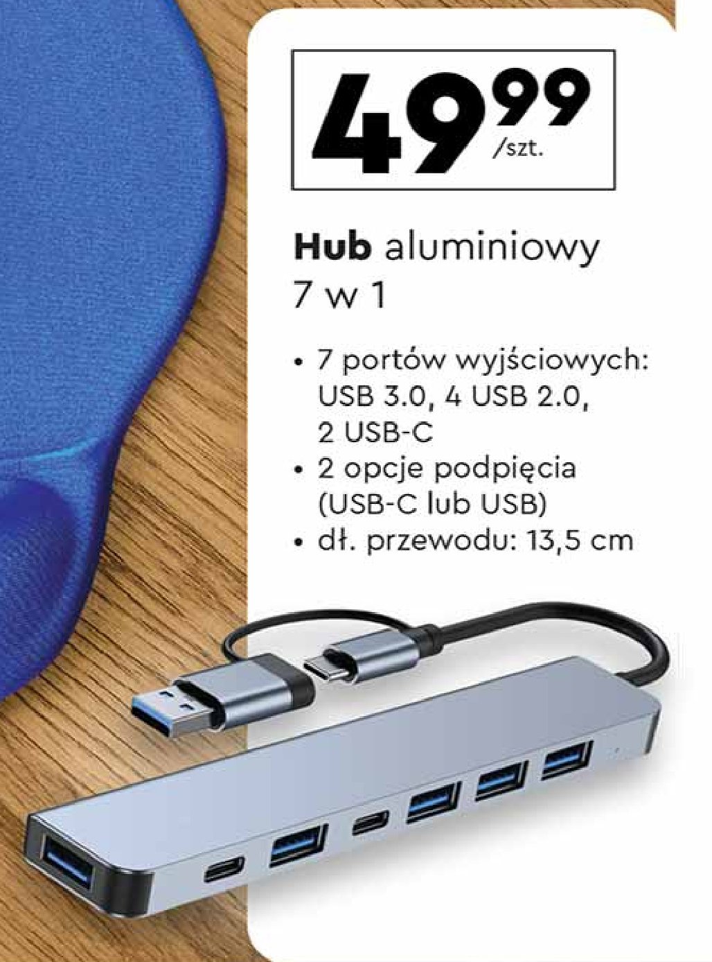 Hub 7w1 aluminiowy Setty promocja w Biedronka