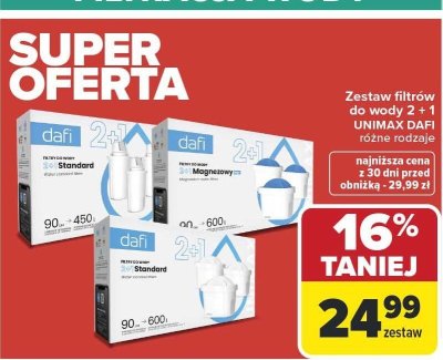 Zestaw filtrów do wody DAFI 2+1 różne rodzaje promocja w Carrefour