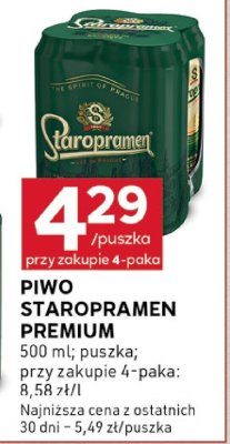 Piwo Staropramen Premium promocja w Stokrotka