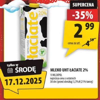 Mleko UHT łaciate 2% promocja w Arhelan