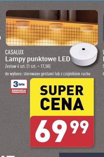 Lampy punktowe led sterowane gestami Casalux promocja w Aldi