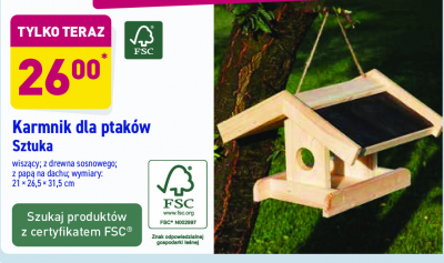Karmnik dla ptak贸w 21 x 26.5 x 31.5 cm promocja