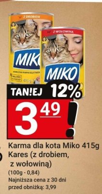 Karma dla kota Miko 415g Kares (z drobiem, z wołowiną) promocja w Hitpol
