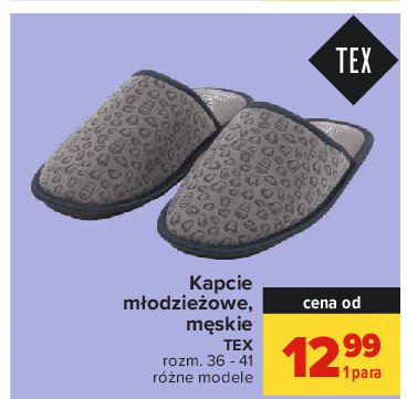 Kapcie m艂odzie偶owe rozm. 36-41 Tex promocja