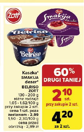 Ryż na mleku czekoladowy Zott belriso promocja w Carrefour Market
