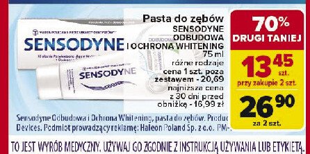 Pasta do zębów whitening Sensodyne odbudowa i ochrona promocja w Carrefour Market