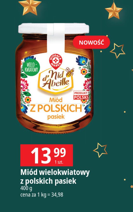 Miód wielokwiatowy z polskich pasiek Wiodąca marka nid d'abeille promocja w Leclerc