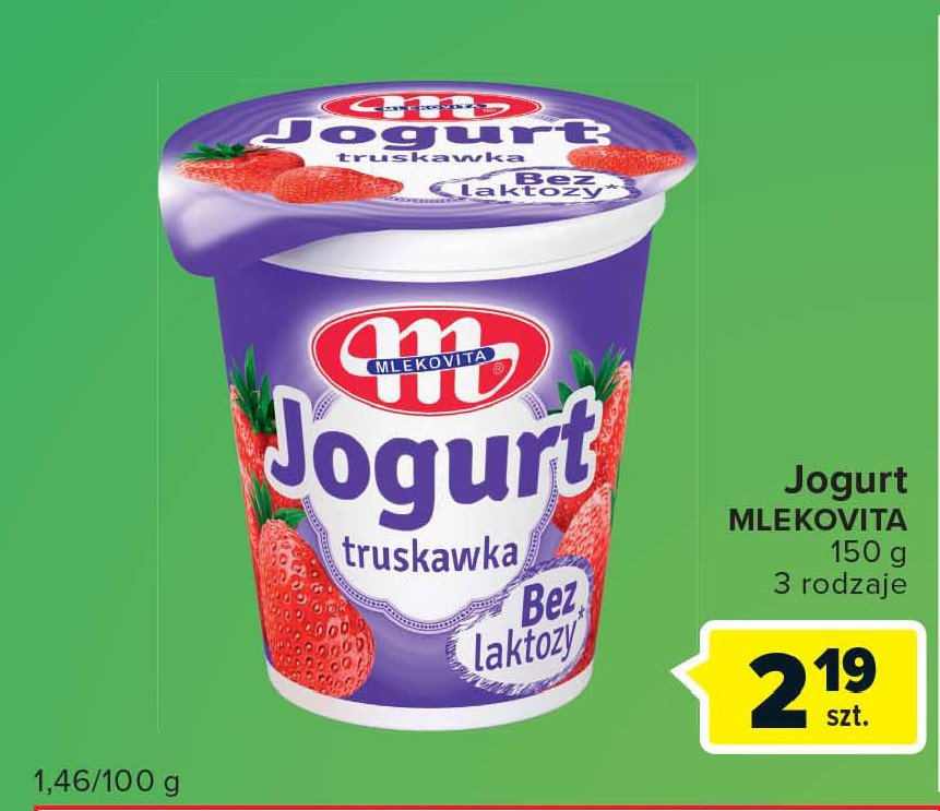 Jogurt truskawkowy bez laktozy Mlekovita promocja