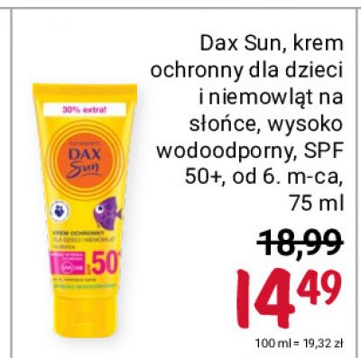 Krem dla dzieci i niemowląt ochronny na słońce spf 50+ Dax sun promocja