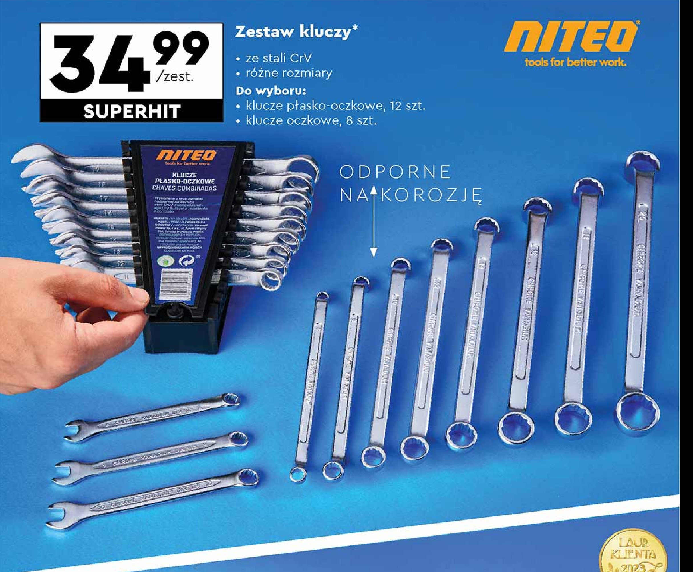 Zestaw kluczy płasko-oczkowych Niteo tools promocja