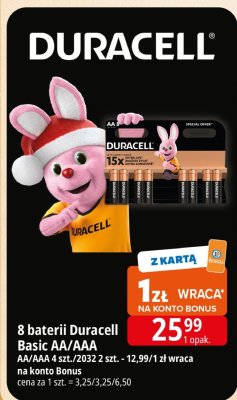 8 baterii Duracell Basic AA/AAA AA/AAA 4 szt./2032 2 szt. promocja w Leclerc