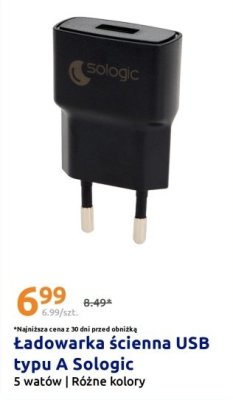 Ładowarka ścienna USB typu A różne kolory promocja w Action