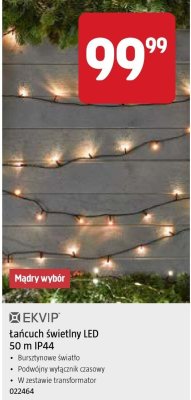 Łańcuch świetlny LED Ekvip 50 m IP44 promocja w Jula