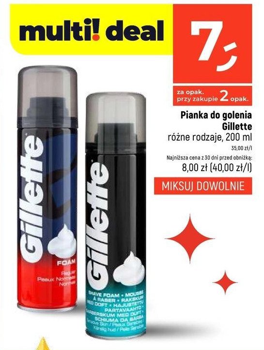 Pianka do golenia do skóry normalnej Gillette foam promocja w Dealz